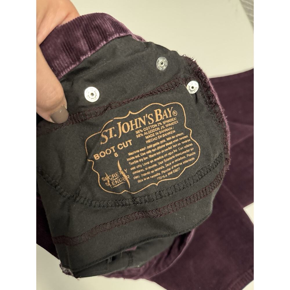 St Johns Bay Bootcut Corduroy Pants Maroon Womens 6 Stretch - Picture 6 of 6